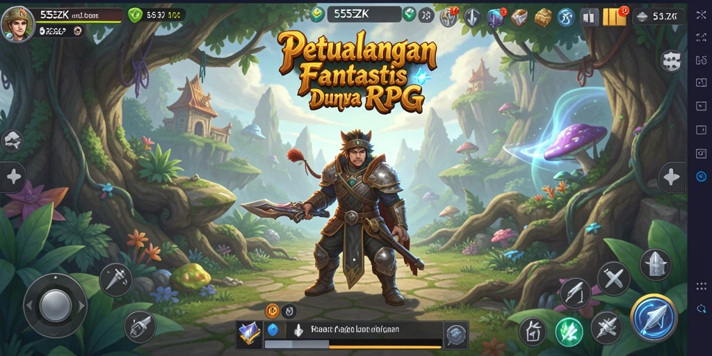 Tampilan gameplay menarik di dunia RPG yang kaya.
