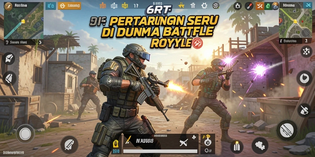 Screenshot 6RT menampilkan aksi Battle Royale yang mendebarkan.