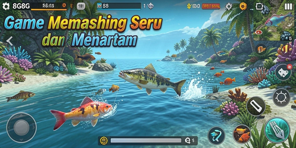 Tampilan gameplay 8G8G yang menarik dan menantang saat memancing.