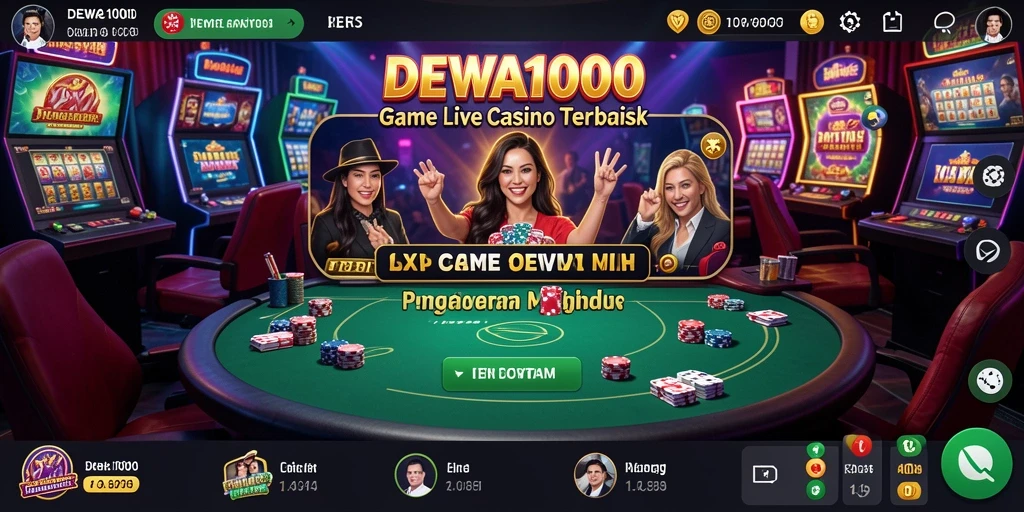 Screenshot gameplay DEWA1000 yang menggambarkan suasana Live Casino.