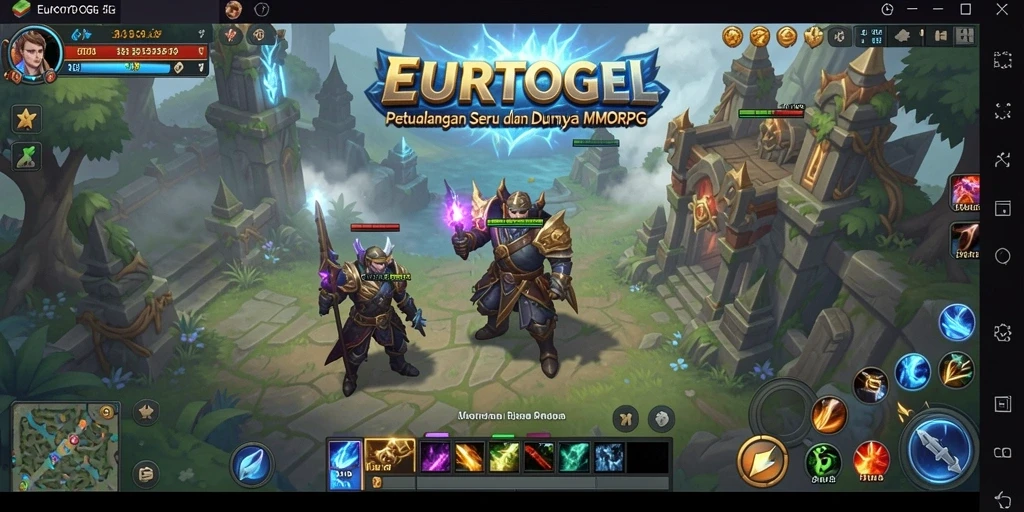 Tampilan gameplay epik dari <strong>EUROTOGEL</strong> yang menunjukkan pertempuran seru di dunia fantasi.