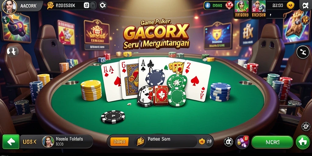 Gameplay seru dalam aplikasi Poker GACORX dengan antarmuka yang menarik.