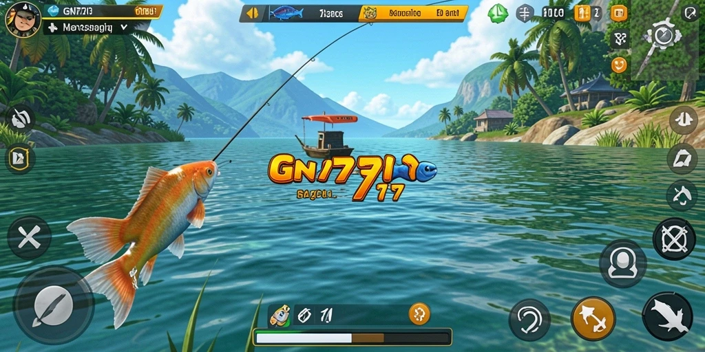 Tampilan gameplay GN777 dengan aksi memancing yang mendebarkan.