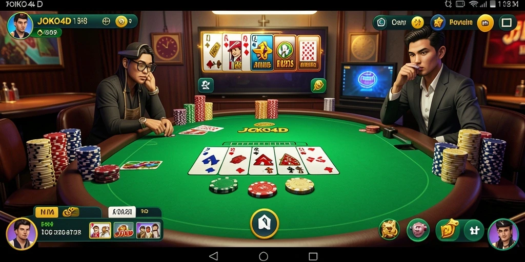 Tangkapan layar gameplay JOKO4D yang menampilkan aksi poker seru.