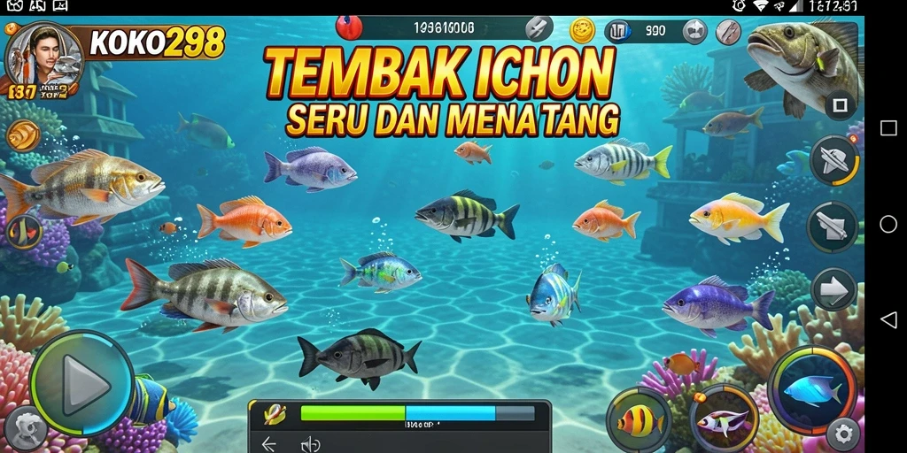 Screenshot gameplay KOKO288 menampilkan aksi menembak ikan yang menegangkan.
