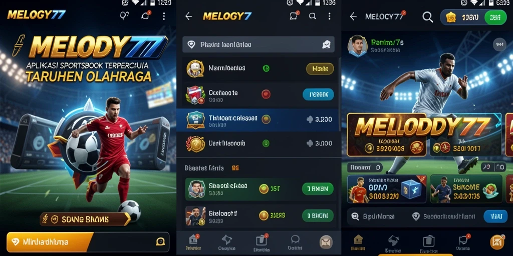 Tampilan gameplay MELODY77 dengan berbagai pilihan taruhan olahraga.