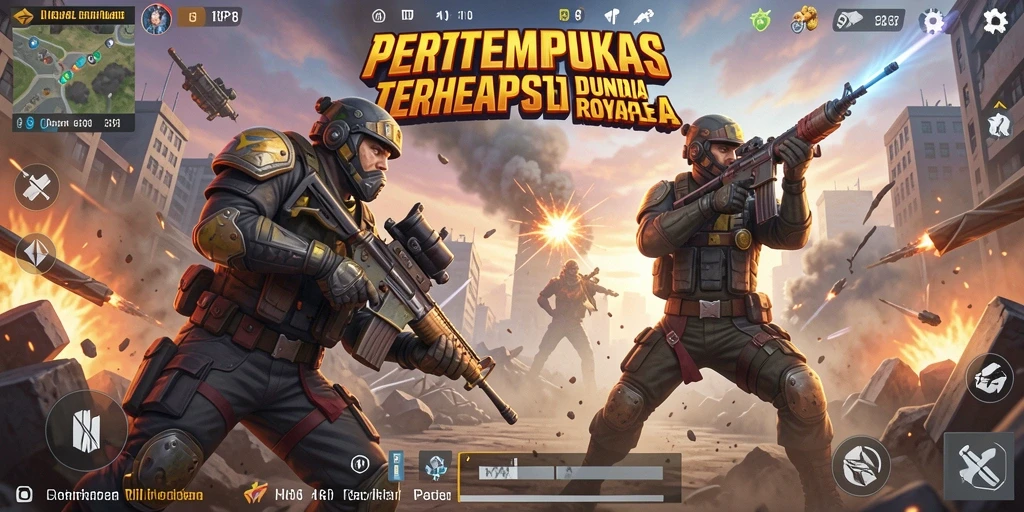 Menampilkan momen aksi seru dalam gameplay Battle Royale RP8.