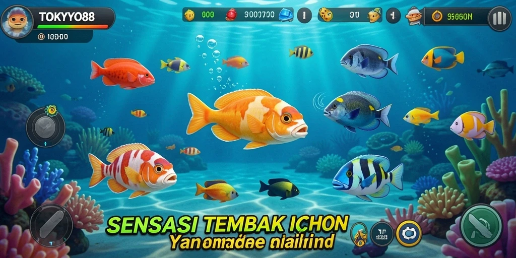 Screenshot gameplay <strong>TOKYO88</strong> menampilkan aksi seru menembak ikan.