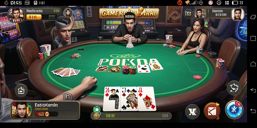 Screenshot gameplay Poker yang menampilkan aksi mendebarkan dari V21.