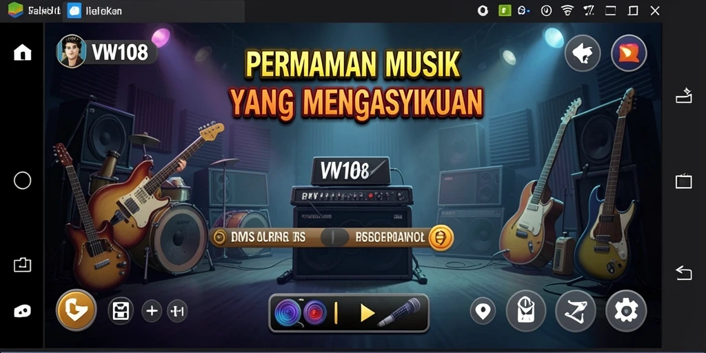 Tampilan gameplay VW108 yang seru dengan beragam lagu.